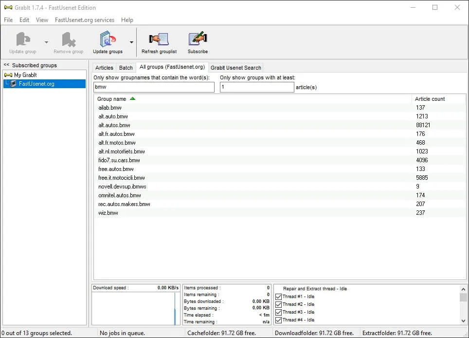GrabIt newsreader download screenshot