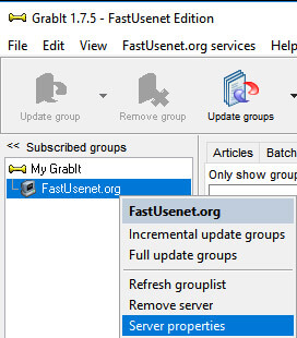 GrabIt server properties